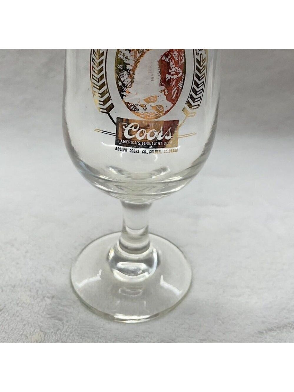 Vintage COORS BEER BEVERAGE STEMMED GLASS WITH GOLD LOGO - Picture 2 of 4